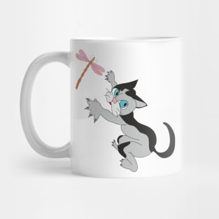 A kitten and a dragonfly Mug